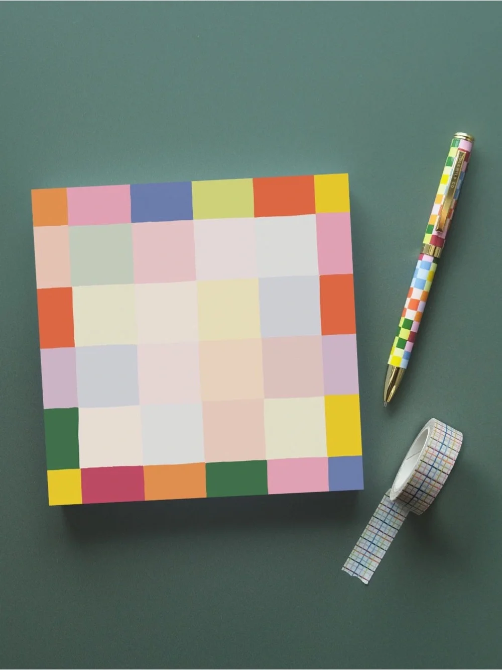 Idlewild Co Jumbo Desk Pad in Rainbow Check
